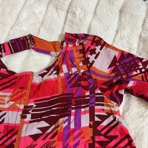 Old Navy 3T Girls Orange Purple Tribal Abstract Tunic Dress Spring Fall Casual